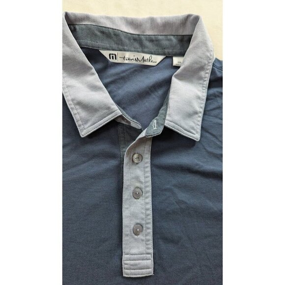 Travis Mathew Men's Polo Golf Contrast Collar XXL Blue Performance - Picture 3 of 5
